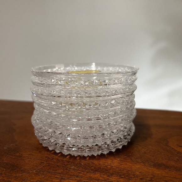 NEW Lead Crystal Glass Coaster Set of 8 Made in West Germany Trinket Dish 3-3/4" - Picture 6 of 6